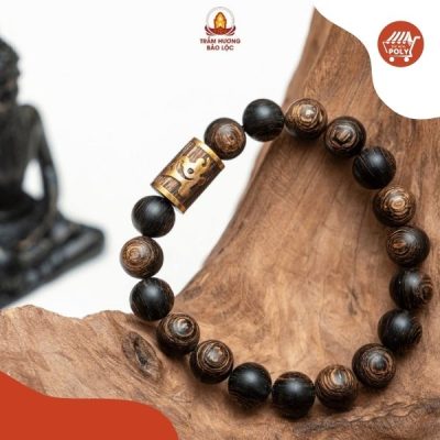 Vòng Tay Trầm Sánh Mix Charm Vàng Chữ Lộc - TH039